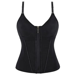 V-Neck Plain Zip-Up Crop Corset Top