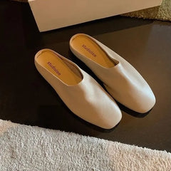 Square Toe Faux Leather Mules