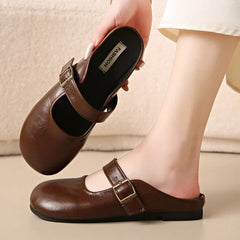 Faux Leather Mary Jane Mules