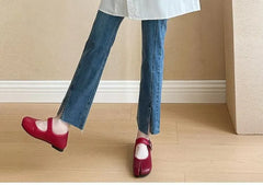 Maternity Long-Sleeve V-Neck Plain Ruffle Trim Blouse