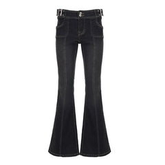 Low Waist Washed Slim-Fit Boot-Cut Jeans