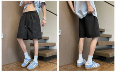 Drawstring Waist Plain Wide Leg Shorts