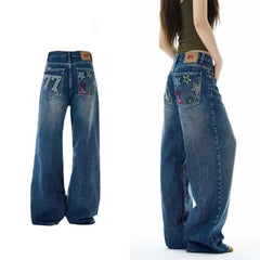 Mid Rise Washed Wide Leg Jeans