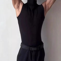 Sleeveless Mock Neck Plain Tank Top