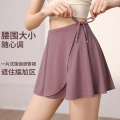 High Waist Plain Mini Wrap Skirt / Yoga Shorts / Yoga Leggings / Set