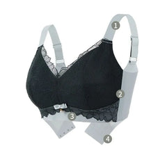 [90C - 110E] Plus Size Two Tone Lace Panel Wireless Bra