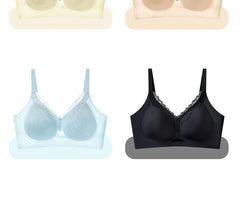 [90B - 105D] Plus Size Lace Trim Cutout Wireless Bra