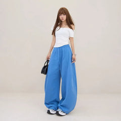 Elastic Waist Plain Baggy Sweatpants