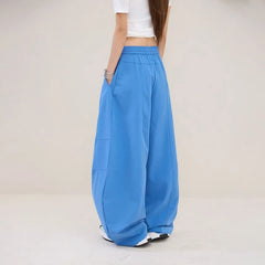 Elastic Waist Plain Baggy Sweatpants