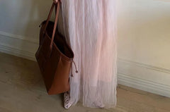Spaghetti Strap  V-Neck Lace Trim Chiffon Panel Long Dress