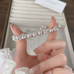 Faux Pearl Rhinestone Alloy Bracelet