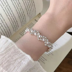 Faux Pearl Rhinestone Alloy Bracelet