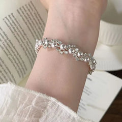 Faux Pearl Rhinestone Alloy Bracelet