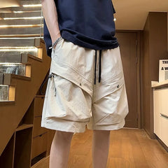 Drawstring Waist Plain Cargo Shorts
