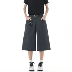 Mid Rise Plain Wide Leg Shorts