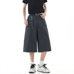 Mid Rise Plain Wide Leg Shorts