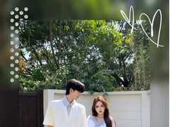 Couple Matching Mock Two-Piece Short-Sleeve Striped Collar Top