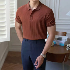 Short-Sleeve Striped Polo Shirt