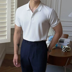 Short-Sleeve Striped Polo Shirt