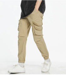 Mid Rise Plain Slim Fit Cargo Pants
