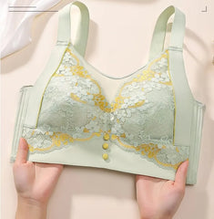 [90B - 105E] Plus Size Mesh Panel Lace Wireless Bra