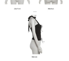 Halter Neck Plain Lace Up Bustier Top