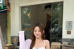 Spaghetti Strap Mini A-Line Dress / Plain Cardigan