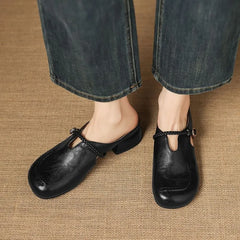 Faux Leather Cutout Mary Jane Mules