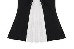 Short Sleeve Square-Neck Color-Block Ruffled-Trim A-Line Top
