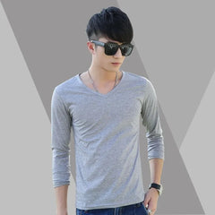 Long-Sleeve Slim Fit Plain T-Shirt