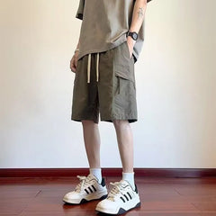Plain Drawstring Cargo Shorts