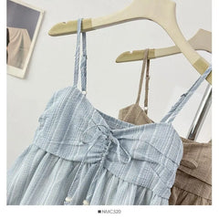 Barcode Striped Ruffle Lace Trim Flowy Camisole Top