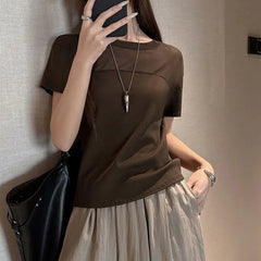 Short Sleeve Crew Neck Plain Panel Mesh T-Shirt