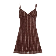 Spaghetti Strap V-Neck Polka Dot Mini A-Line Dress