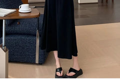 Maternity Short Sleeve Square Neck Plain Maxi A-Line Dress