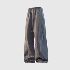 Drawstring Waist Contrast Trim Wide Leg Pants