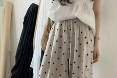 Drawstring Waist Polka Dot Baggy Pants