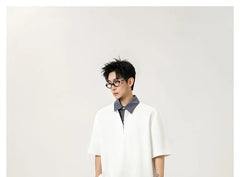 Mock Two-Piece Loose Polo Shirt