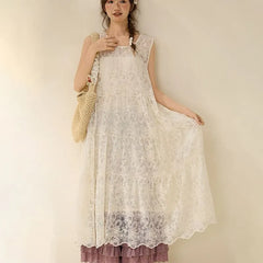 Sleeveless Lace Overall Dress