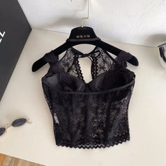 Sleeveless Lace Crop Bustier Top