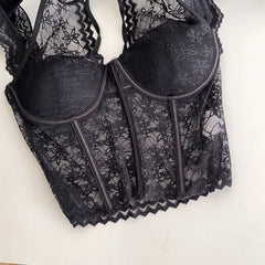 Sleeveless Lace Crop Bustier Top
