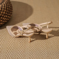 Kitten Heel Pointed Toe Mesh Slingback Sandals