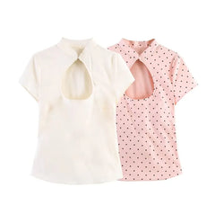 Stand Collar Polka Dot Slim Top