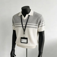 Short-Sleeve Collared Two Tone Polo Shirt