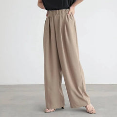 High Waist Plain Wide Leg Pants