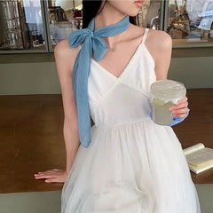 Plain Pleated Mesh Scarf