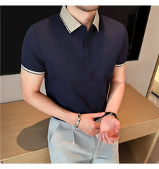 Short-Sleeve Contrast Trim Polo Shirt