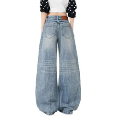 Mid Rise Washed Barrel Leg Baggy Jeans