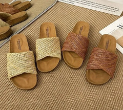 Platform Woven Slide Sandals
