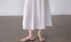 Short Puff Sleeve Tie-Front Plain Pointelle A-Line Dress (Various Designs)